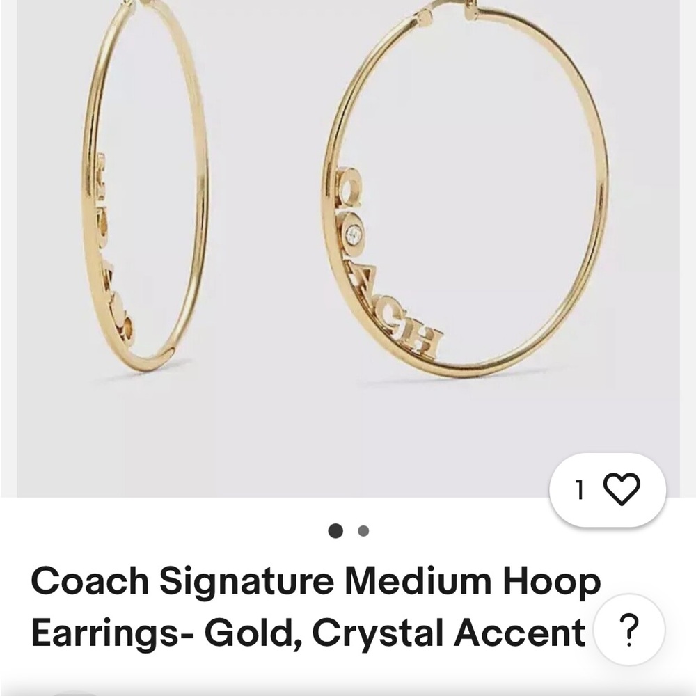 Coach Gold Hoop Earrings with Crystal Accent
